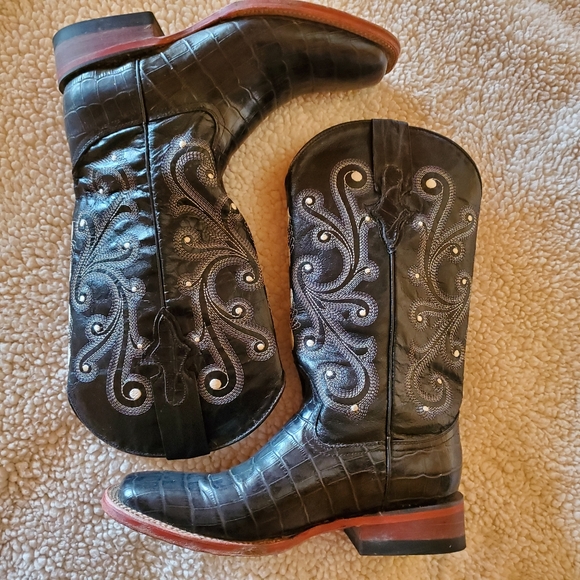 Black Leather Cowboy Boots - Picture 2 of 10